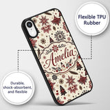 Red Black Snowflakes Christmas Trees Seamless Custom Name Protective Phone Case Mobile Cover Durable Everyday Smartphone Shock Resistant