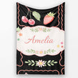 Strawberry Cherry Bow Seamless Pattern Pink Cute Coquette Design  Personalised Custom Name Super Soft Fleece Blanket Bed Sofa Throw