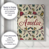 Personalised Name Christmas Candy Cane Custom  Modern Room Accent Elegant Feature Canvas Wall Art Print Decor Picture Ready to Hang