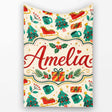 Modern Christmas Trees Sleigh Gifts Festive Seamless Pattern Lovely  Personalised Custom Name Super Soft Fleece Blanket Bed Sofa Throw