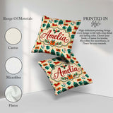 Custom Name Modern Christmas Trees Sleigh Gifts Festive Seamless Square Filled Cushion Throw Pillow Sofa Bed Home Decor Zip Washable UK Made