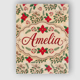 Personalised Name Festive Christmas Bows Custom  Unique Gift Idea Elegant Feature Canvas Wall Art Print Decor Picture Ready to Hang