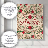 Personalised Name Festive Christmas Bows Custom  Unique Gift Idea Elegant Feature Canvas Wall Art Print Decor Picture Ready to Hang