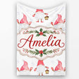 Cute Christmas Gnome Red Hat Lantern Snow Dots Seamless Pattern  Personalised Custom Name Super Soft Fleece Blanket Bed Sofa Throw