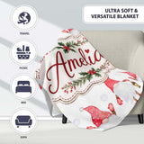 Cute Christmas Gnome Red Hat Lantern Snow Dots Seamless Pattern  Personalised Custom Name Super Soft Fleece Blanket Bed Sofa Throw