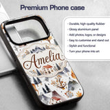 Watercolor Winter Landscape Houses Mountains Custom Name Protective Phone Case Mobile Cover Durable Everyday Smartphone Shock Resistant