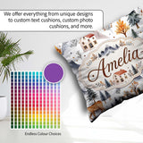 Custom Name Watercolor Winter Landscape Mountains Trees Seamless Square Filled Cushion Throw Pillow Sofa Bed Home Decor Zip Washable UK Made