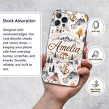 Watercolor Winter Landscape Houses Mountains Custom Name Protective Phone Case Mobile Cover Durable Everyday Smartphone Shock Resistant