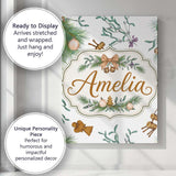 Personalised Name Elegant Christmas Pine Custom  Interior Decorative Contemporary Canvas Wall Art Print Decor Picture Ready to Hang