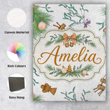 Personalised Name Elegant Christmas Pine Custom  Interior Decorative Contemporary Canvas Wall Art Print Decor Picture Ready to Hang