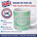 Personalized Custom Name Cute Sea Turtle Coral Cartoon Animal Pattern Charming Kitchen Decor 11oz Ceramic Coffee Tea Mug White Large Handle