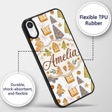 Rustic Christmas Cookies Trees Houses Buttons Custom Name Protective Phone Case Mobile Cover Durable Everyday Smartphone Shock Resistant