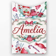 Watercolor Christmas Gnome Candy Cane Tree Hearts Festive Seamless  Personalised Custom Name Super Soft Fleece Blanket Bed Sofa Throw