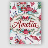 Personalised Name Watercolor Christmas Custom  Modern Room Accent Elegant Feature Canvas Wall Art Print Decor Picture Ready to Hang