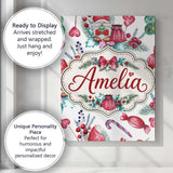 Personalised Name Watercolor Christmas Custom  Modern Room Accent Elegant Feature Canvas Wall Art Print Decor Picture Ready to Hang