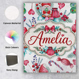 Personalised Name Watercolor Christmas Custom  Modern Room Accent Elegant Feature Canvas Wall Art Print Decor Picture Ready to Hang