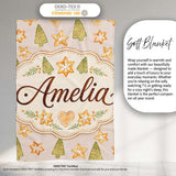 Watercolor Christmas Cookies Stars Hearts Trees Festive Seamless  Personalised Custom Name Super Soft Fleece Blanket Bed Sofa Throw