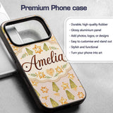 Watercolor Christmas Cookies Stars Hearts Trees Custom Name Protective Phone Case Mobile Cover Durable Everyday Smartphone Shock Resistant
