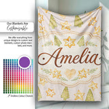 Watercolor Christmas Cookies Stars Hearts Trees Festive Seamless  Personalised Custom Name Super Soft Fleece Blanket Bed Sofa Throw
