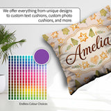 Custom Name Watercolor Christmas Cookies Hearts Festive Seamless Square Filled Cushion Throw Pillow Sofa Bed Home Decor Zip Washable UK Made