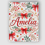 Personalised Name Elegant Christmas Bows Custom  Interior Decorative Contemporary Canvas Wall Art Print Decor Picture Ready to Hang