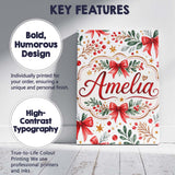 Personalised Name Elegant Christmas Bows Custom  Interior Decorative Contemporary Canvas Wall Art Print Decor Picture Ready to Hang