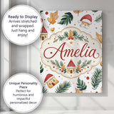 Personalised Name Festive Christmas Leaves Custom  Unique Gift Idea Elegant Feature Canvas Wall Art Print Decor Picture Ready to Hang