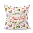 Custom Name Birds Gifts Holly Hearts Festive Watercolor Seamless Square Filled Cushion Throw Pillow Sofa Bed Home Decor Zip Washable UK Made