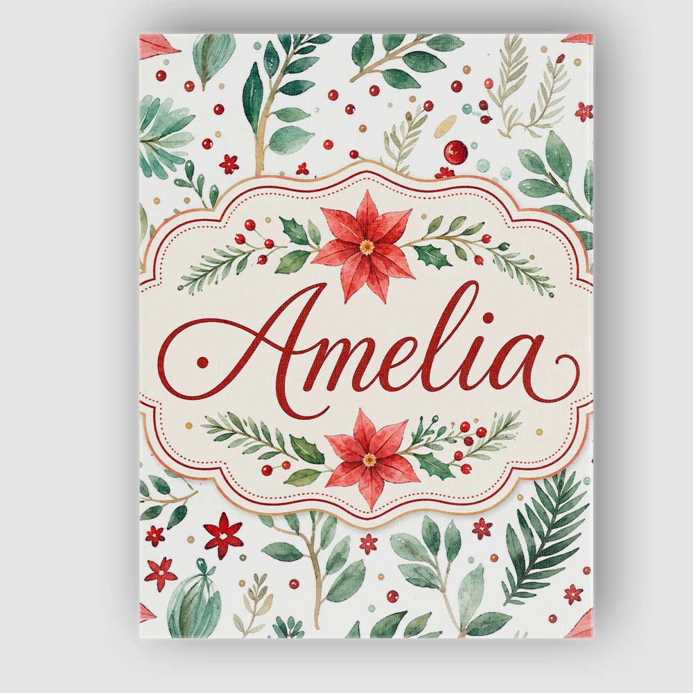 Personalised Name Delicate Christmas Custom Premium Decorative Design Modern Room Accent Canvas Wall Art Print Decor Picture Ready to Hang