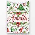 Watercolor Christmas Trees Bells Santa Hats Festive Seamless Pattern  Personalised Custom Name Super Soft Fleece Blanket Bed Sofa Throw