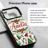 Watercolor Christmas Trees Bells Printed Design Custom Name Protective Phone Case Mobile Cover Durable Everyday Smartphone Shock Resistant