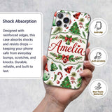 Watercolor Christmas Trees Bells Printed Design Custom Name Protective Phone Case Mobile Cover Durable Everyday Smartphone Shock Resistant