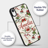 Playful Christmas Elves Gifts Candy Cane Festive Custom Name Protective Phone Case Mobile Cover Durable Everyday Smartphone Shock Resistant