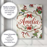 Personalised Name Playful Christmas Elves Custom  Unique Gift Idea Elegant Feature Canvas Wall Art Print Decor Picture Ready to Hang