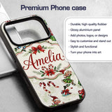 Playful Christmas Elves Gifts Candy Cane Festive Custom Name Protective Phone Case Mobile Cover Durable Everyday Smartphone Shock Resistant