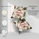 Custom Name Playful Christmas Elves Gifts Candy Festive Seamless Square Filled Cushion Throw Pillow Sofa Bed Home Decor Zip Washable UK Made