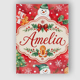 Personalised Name Festive Gingerbread Custom Modern Room Accent Creative Decorator Style Canvas Wall Art Print Decor Picture Ready to Hang