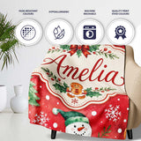 Festive Gingerbread Cookies Gifts Holly Snowflakes Watercolor Lovely  Personalised Custom Name Super Soft Fleece Blanket Bed Sofa Throw