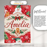 Festive Gingerbread Cookies Gifts Holly Snowflakes Watercolor Lovely  Personalised Custom Name Super Soft Fleece Blanket Bed Sofa Throw