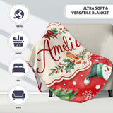 Festive Gingerbread Cookies Gifts Holly Snowflakes Watercolor Lovely  Personalised Custom Name Super Soft Fleece Blanket Bed Sofa Throw