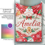 Festive Gingerbread Cookies Gifts Holly Snowflakes Watercolor Lovely  Personalised Custom Name Super Soft Fleece Blanket Bed Sofa Throw