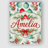 Personalised Name Watercolor Christmas Custom  Modern Room Accent Elegant Feature Canvas Wall Art Print Decor Picture Ready to Hang
