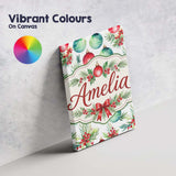 Personalised Name Watercolor Christmas Custom  Modern Room Accent Elegant Feature Canvas Wall Art Print Decor Picture Ready to Hang