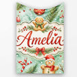 Cute Gingerbread Snowman Candy Cane Winter Seamless Pattern Lovely  Personalised Custom Name Super Soft Fleece Blanket Bed Sofa Throw