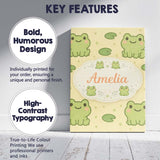 Personalised Name Cute Frog Lily Pad Cartoon Animal Pattern Thoughtful Custom Decorative Canvas Wall Art Print Decor Picture Ready to Hang