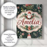 Personalised Name Christmas Santa Botanical Custom  Bespoke Interior Contemporary Canvas Wall Art Print Decor Picture Ready to Hang