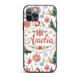 Watercolor Christmas Baubles Snowflakes Reindeer Custom Name Protective Phone Case Mobile Cover Durable Everyday Smartphone Shock Resistant