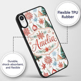 Watercolor Christmas Baubles Snowflakes Reindeer Custom Name Protective Phone Case Mobile Cover Durable Everyday Smartphone Shock Resistant