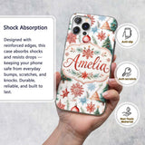 Watercolor Christmas Baubles Snowflakes Reindeer Custom Name Protective Phone Case Mobile Cover Durable Everyday Smartphone Shock Resistant