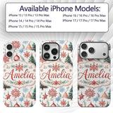 Watercolor Christmas Baubles Snowflakes Reindeer Custom Name Protective Phone Case Mobile Cover Durable Everyday Smartphone Shock Resistant